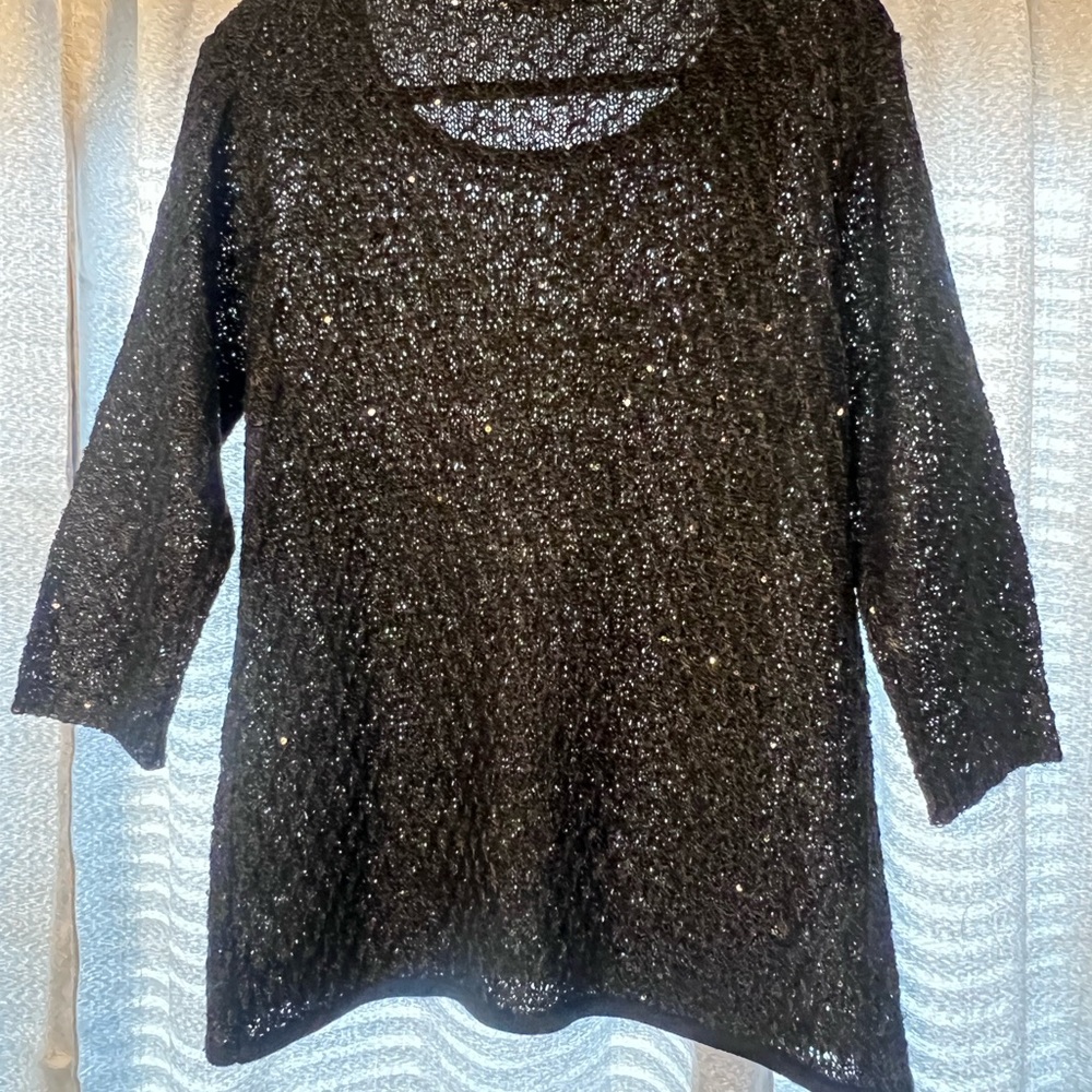 Nicole Alexander Black Sequined Sparkling Sweater